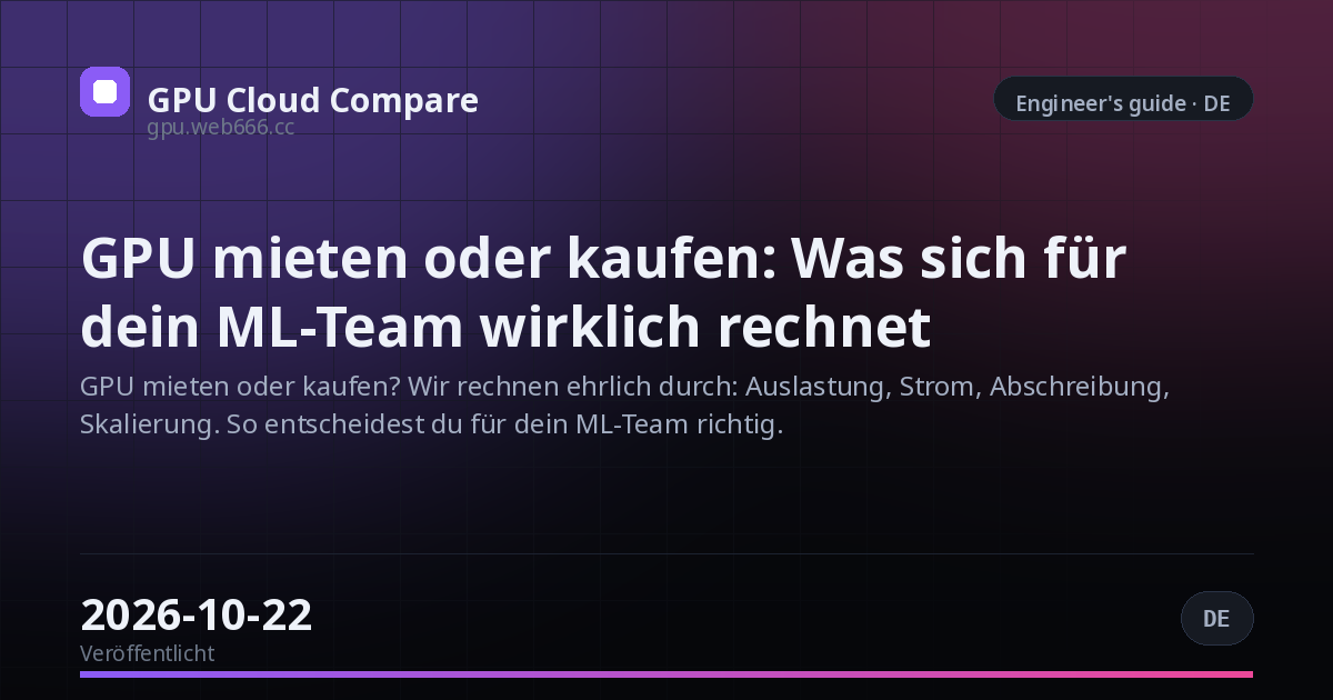 GPU mieten oder kaufen: Was sich für dein ML-Team wirklich rechnet