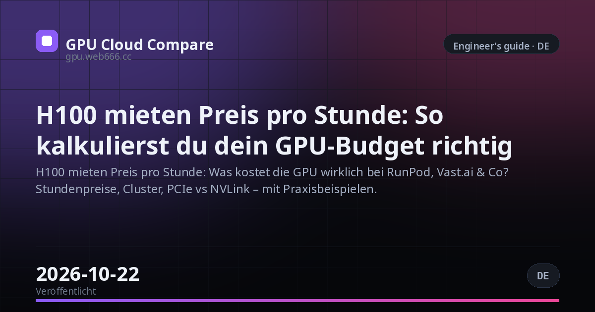 H100 mieten Preis pro Stunde: So kalkulierst du dein GPU-Budget richtig