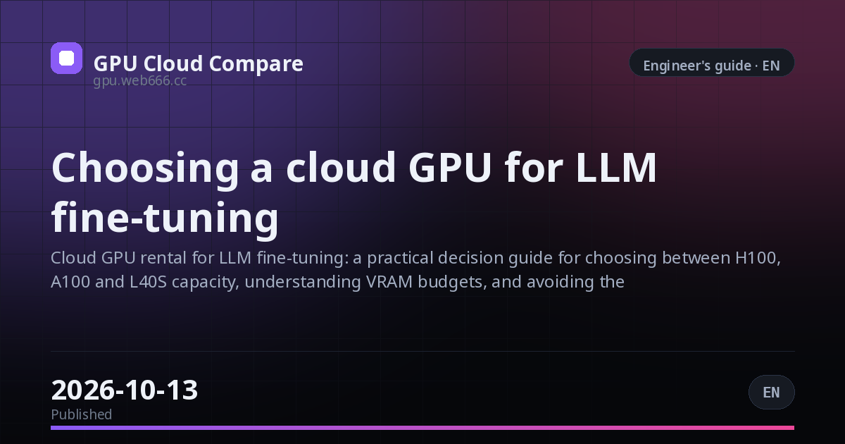 Choosing a cloud GPU for LLM fine-tuning