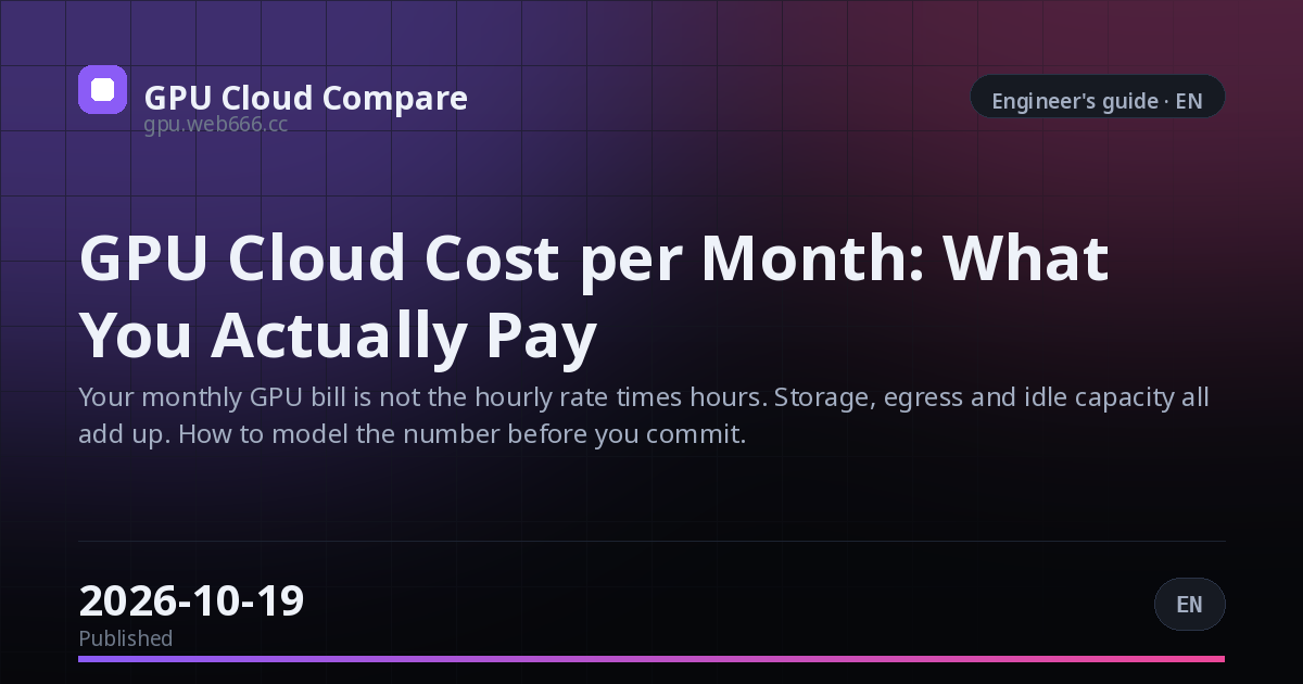 GPU Cloud Cost per Month: What You Actually Pay