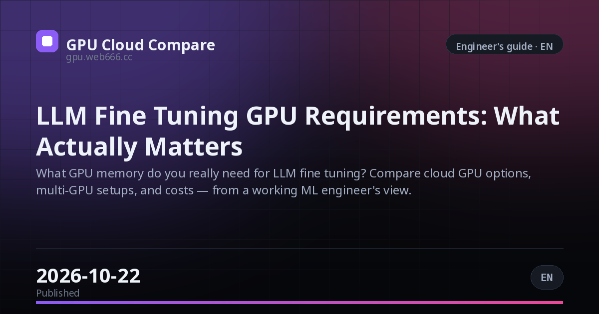 LLM Fine Tuning GPU Requirements: What Actually Matters
