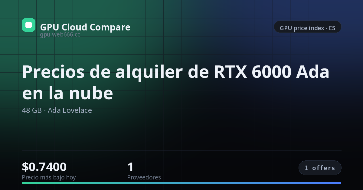 Precios de alquiler de RTX 6000 Ada en la nube — price index