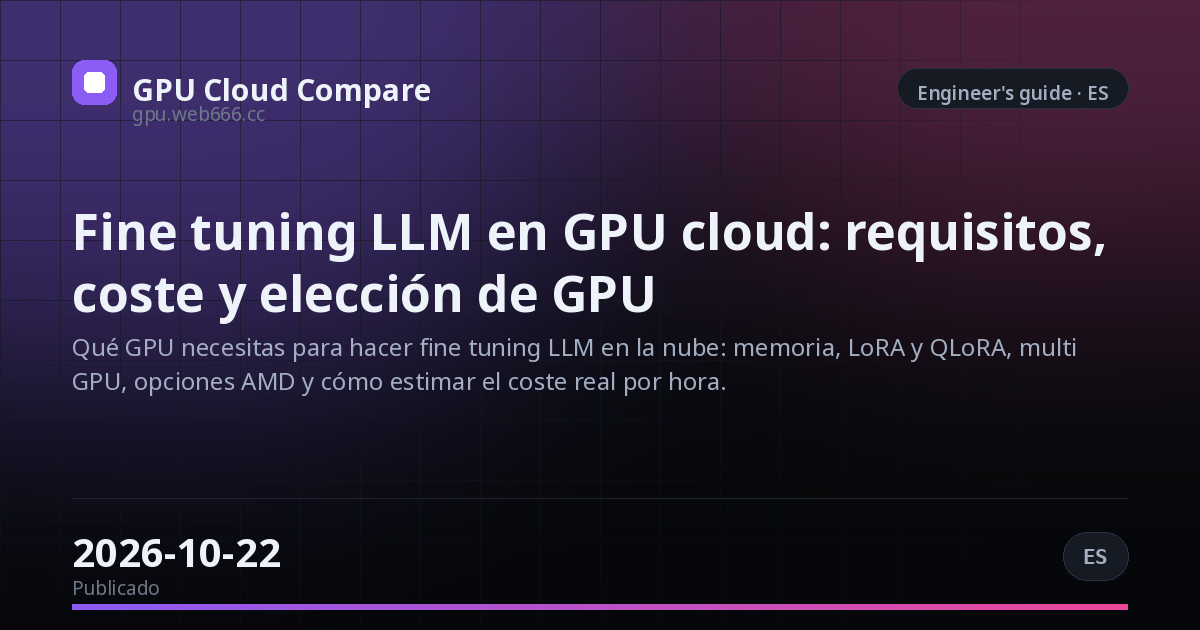 Fine tuning LLM en GPU cloud: requisitos, coste y elección de GPU
