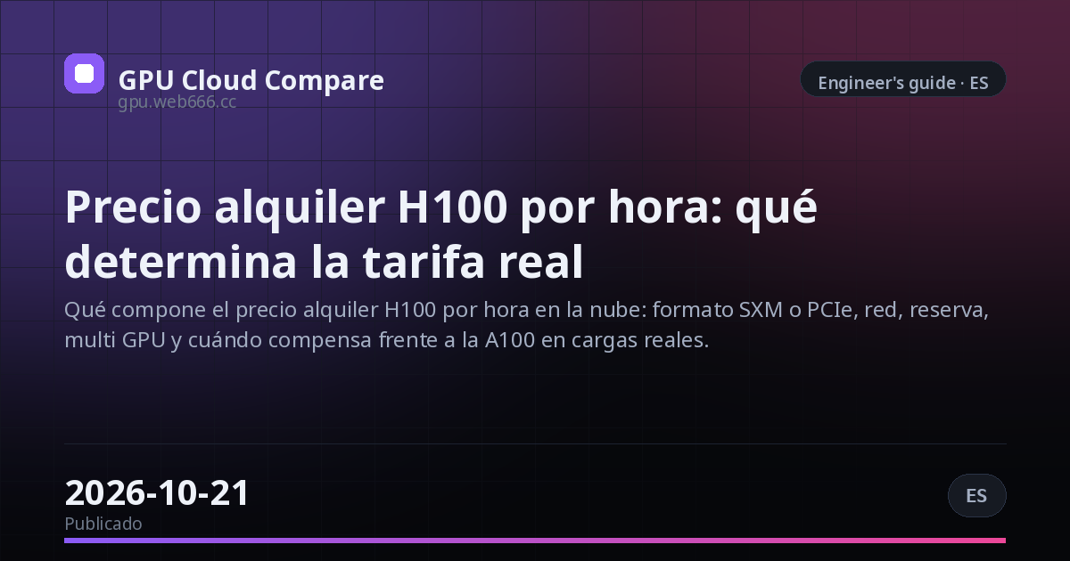 Precio alquiler H100 por hora: qué determina la tarifa real