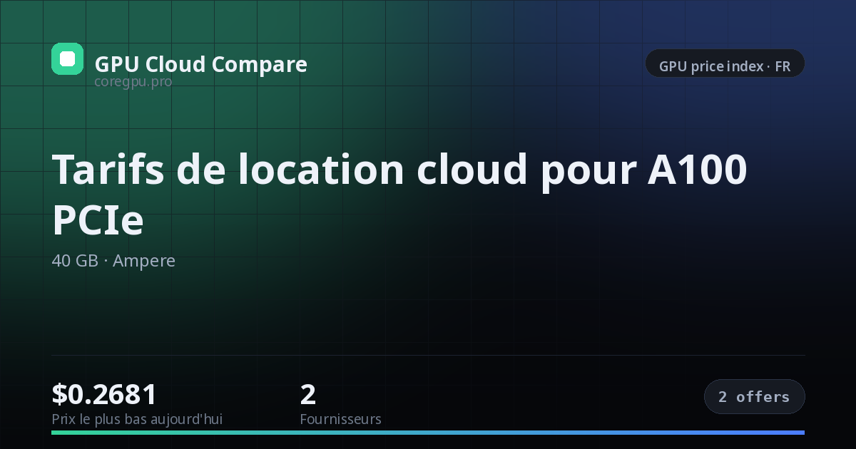 Tarifs de location cloud pour A100 PCIe — price index