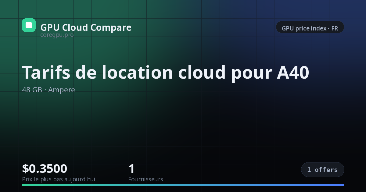 Tarifs de location cloud pour A40 — price index