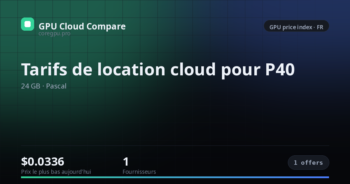 Tarifs de location cloud pour P40 — price index