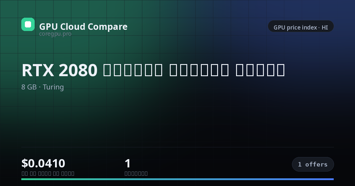RTX 2080 क्लाउड किराया मूल्य — price index