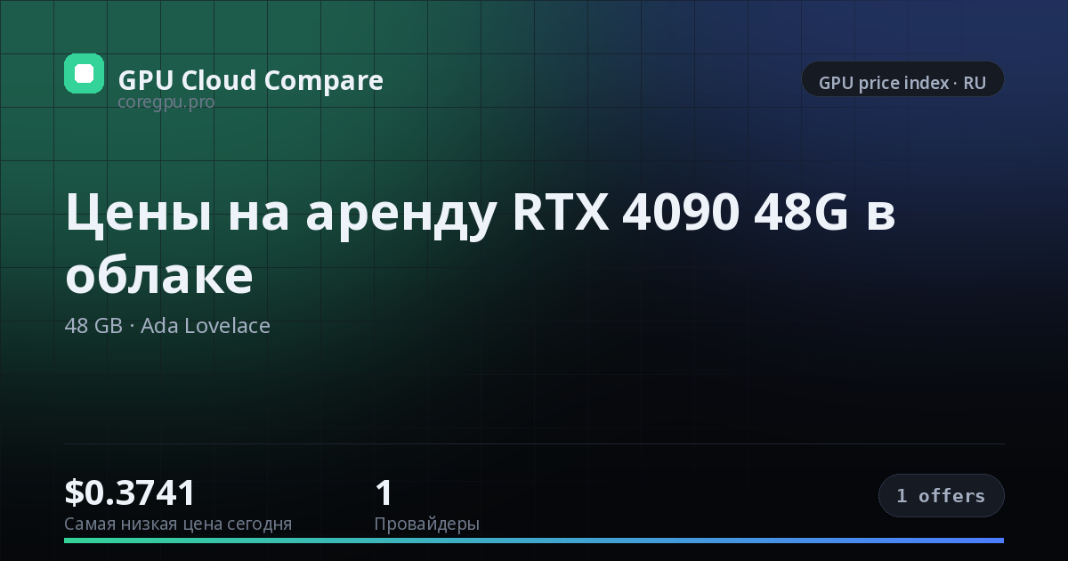 Цены на аренду RTX 4090 48G в облаке — price index