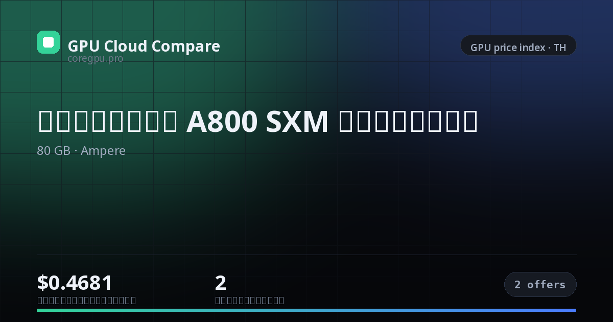 ราคาเช่า A800 SXM บนคลาวด์ — price index