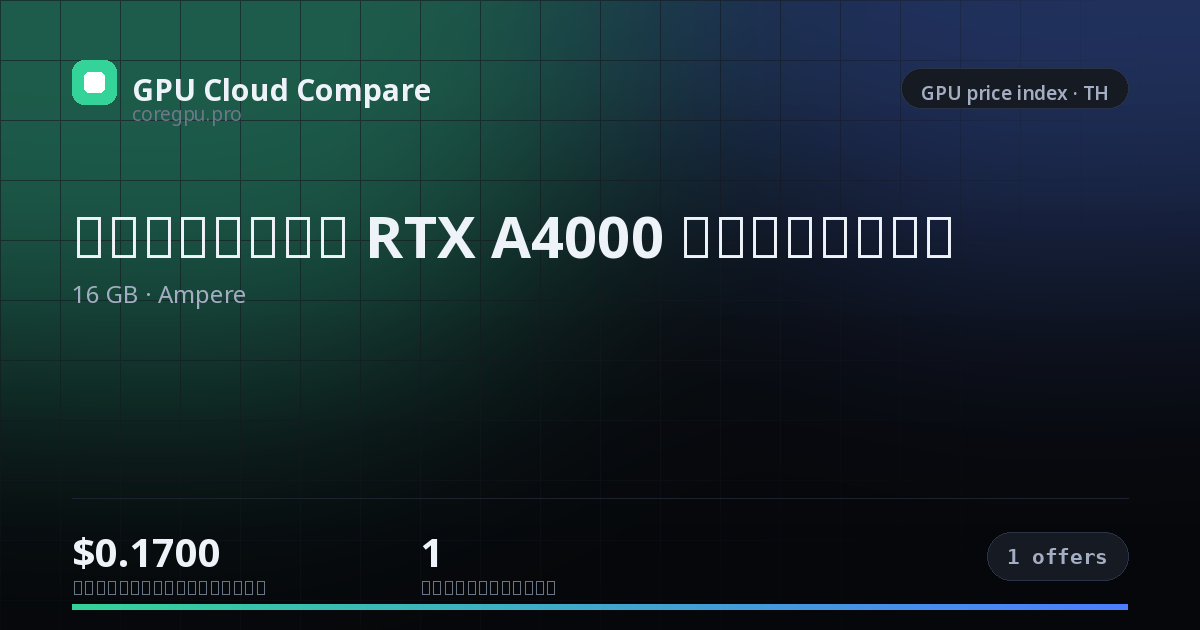 ราคาเช่า RTX A4000 บนคลาวด์ — price index